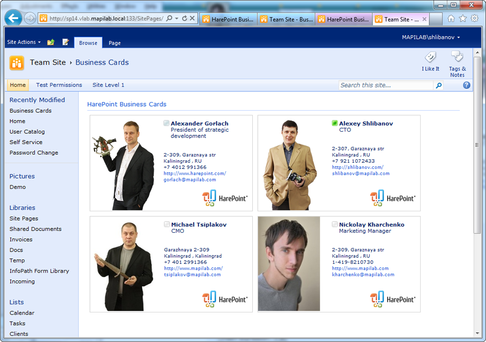 HarePoint Business Cards for SharePoint 1.0