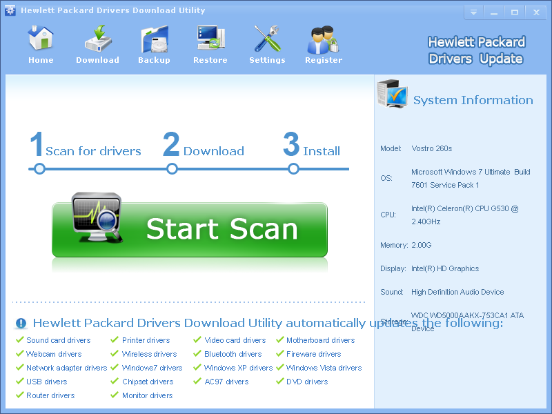 Hewlett Packard Drivers Download Utility 3.4.7