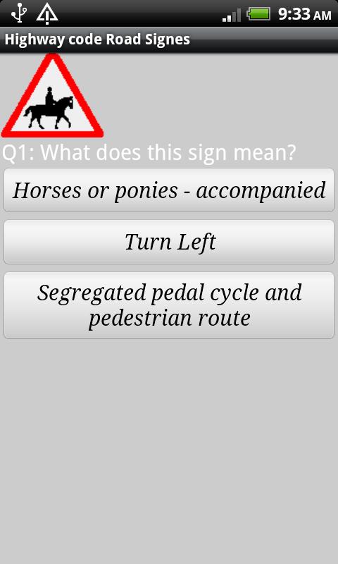 Highway Code Signs Test 1.1