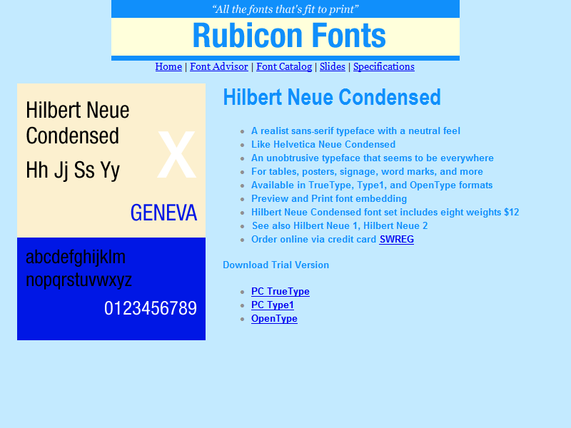 Hilbert Neue Condensed Font TT 2.00