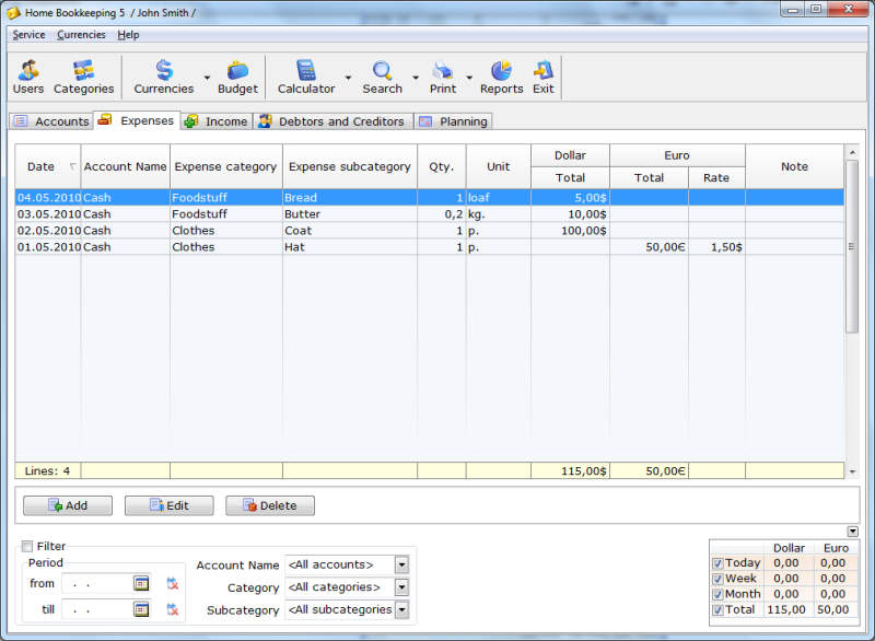 Home Bookkeeping 5.2