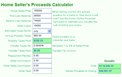 Home Sellers Proceeds Calculator 2.1