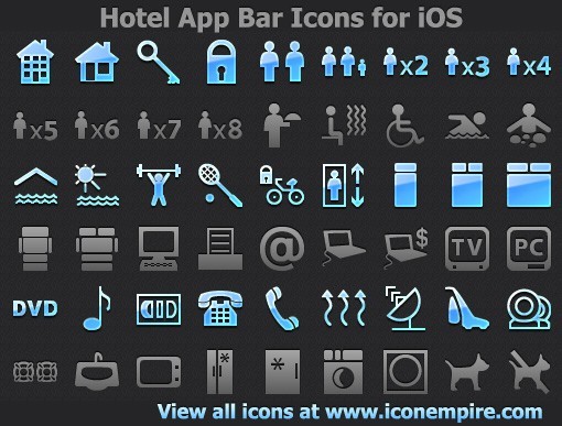 Hotel App Tab Bar Icons for iOS 3.0