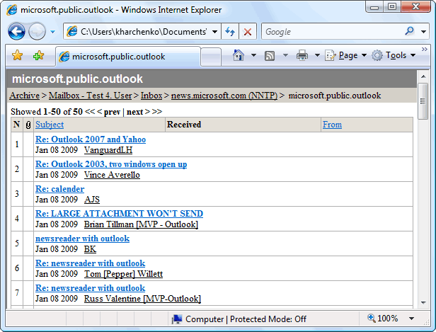 HTML Email Archiver for Outlook 1.7