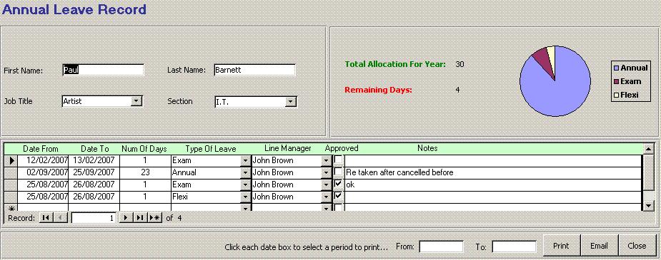 Human Resources Annual Leave Attendance 2