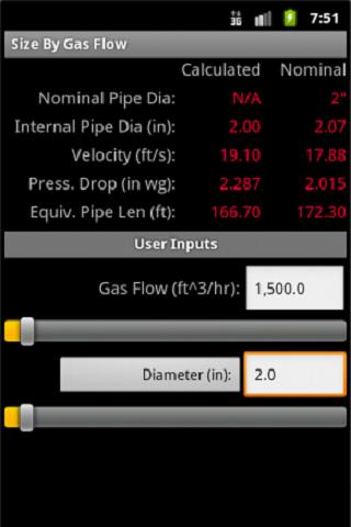HVAC Pipe Sizer - Gas Low 1.1