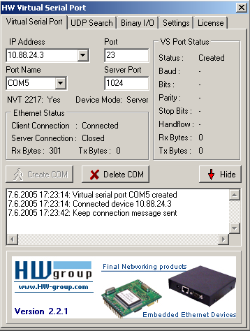 HW Virtual Serial Port 2.3