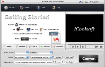 iCoolsoft 3GP Converter for Mac 3.1.08