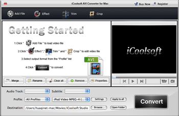 iCoolsoft AVI Converter for Mac 3.1.08