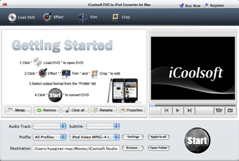 iCoolsoft DVD to iPod Converter for Mac 3.1.10