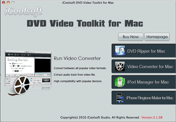 iCoolsoft DVD Video Toolkit for Mac 3.1.16