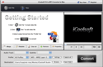 iCoolsoft FLV to MP3 Converter for Mac 3.1.08
