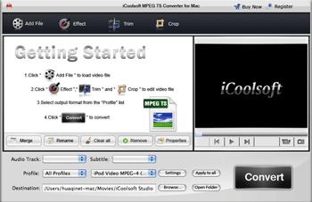 iCoolsoft MPEG TS Converter for Mac 3.1.06