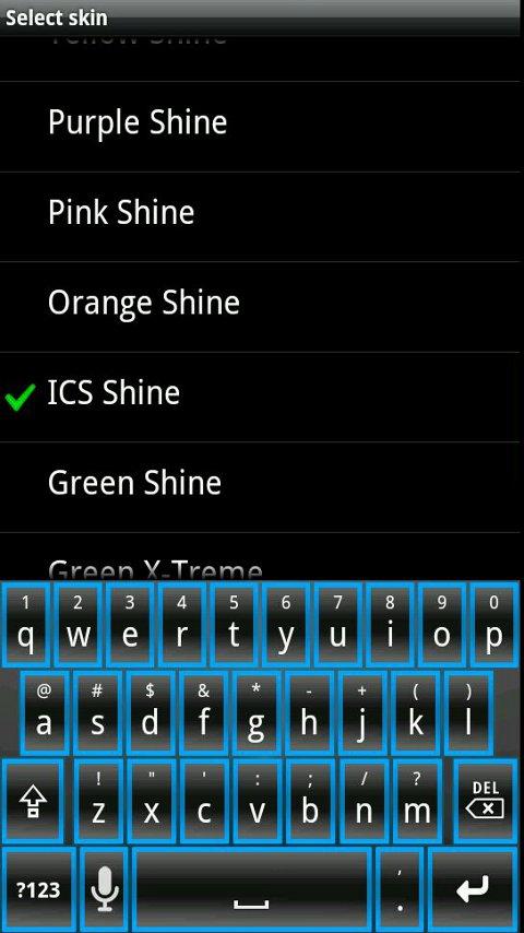ICS SHINE HD Keyboard Skin 1.0