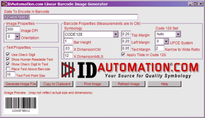 IDAutomation Barcode Image Generator 7.3