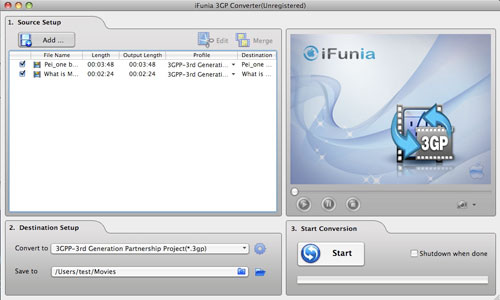 iFunia 3GP Converter for Mac 2.0.0.0