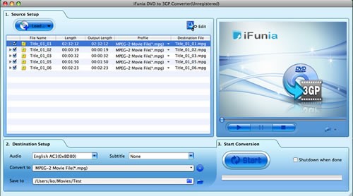 iFunia DVD to 3GP Converter for Mac 2.9.5