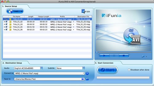 IFunia DVD to AVI Converter for Mac 2.9.0.2