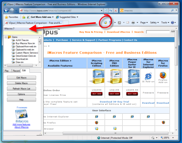 iMacros for Internet Explorer 7.12