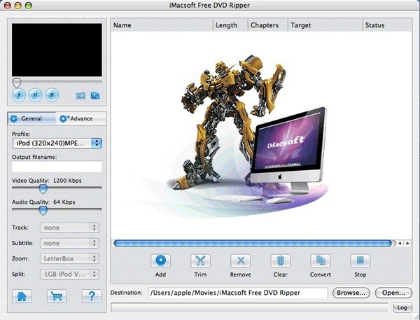 iMacsoft Free DVD Ripper for Mac 2.0.1.1206