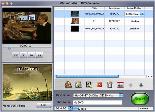 iMacsoft MP4 to DVD Converter for Mac 2.6.3.0725