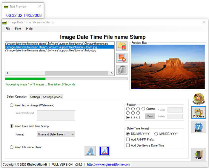 Image Date Time File name Stamp 2.0.0