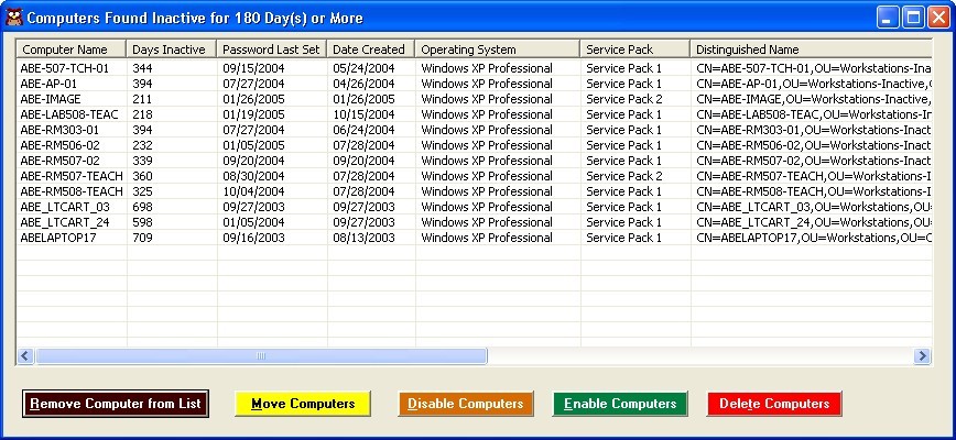 Inactive Computers for Active Directory 1.2