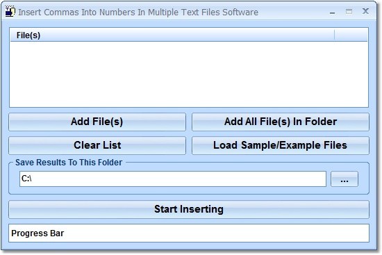 Insert Commas Into Numbers In Multiple Text Files Software 7.0