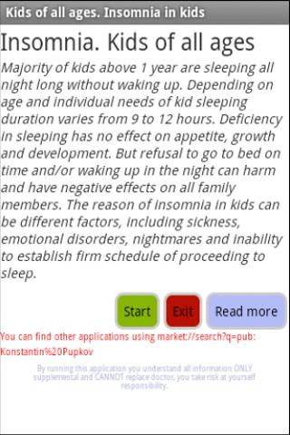 Insomnia. Kids of all ages Varies with device