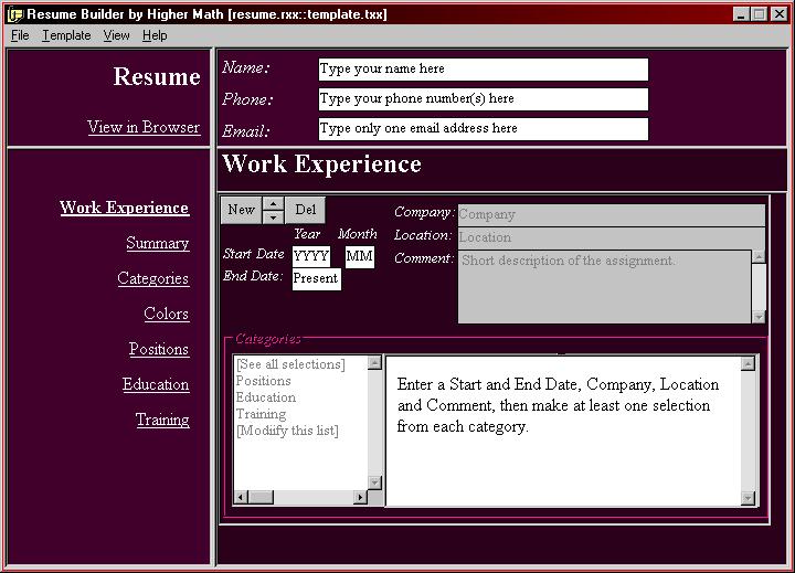 Interactive Resume Builder 2003.6