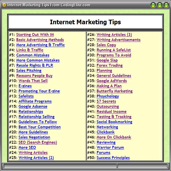 Internet Marketing Tips CE 1.0