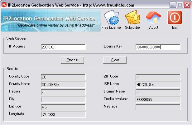 IP2Location Geolocation Web Service (Desktop Application) 2.0