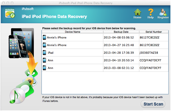 iPubsoft iPad iPhone iPod Data Recovery for Mac 2.1.4