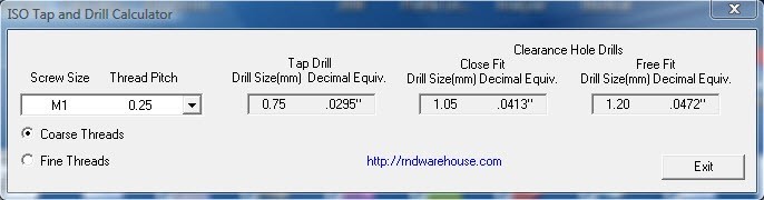 ISO Metric Tap Drill Calculator 1.0