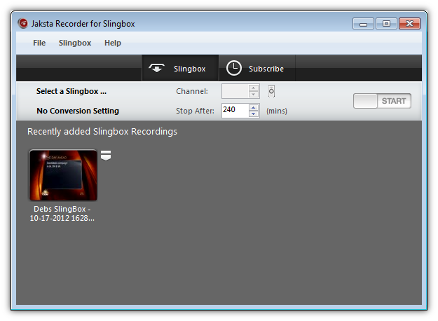 Jaksta Recorder for Slingbox for Windows 5.0.1.25