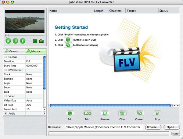 Joboshare DVD to FLV Converter for Mac 2.0.1.0517