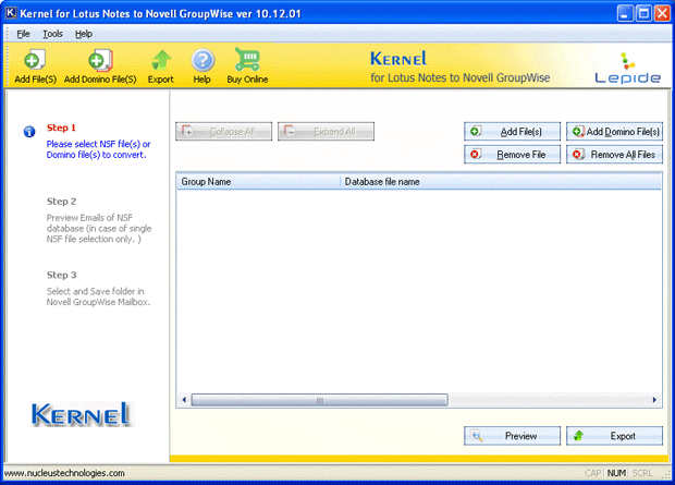 Kernel for Lotus Notes to Novell GroupWise 10.12.01