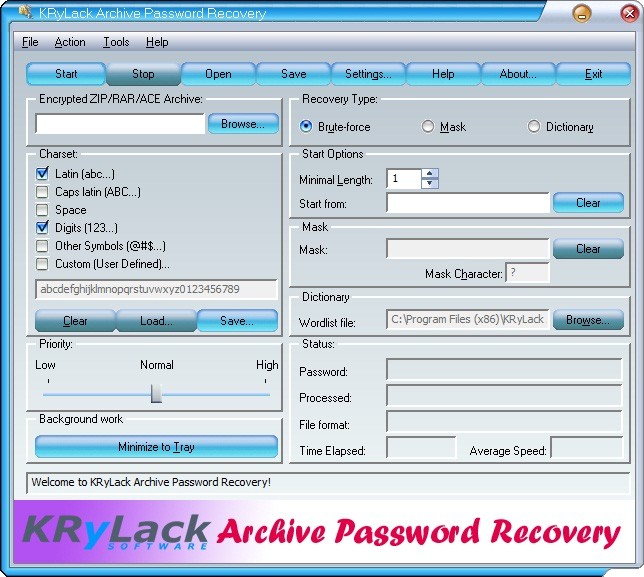 KRyLack Archive Password Recovery 3.70