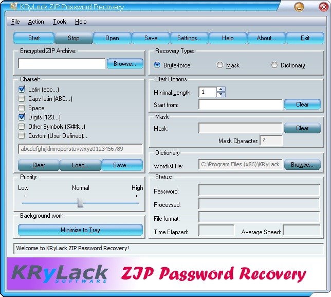 KRyLack ZIP Password Recovery 3.70