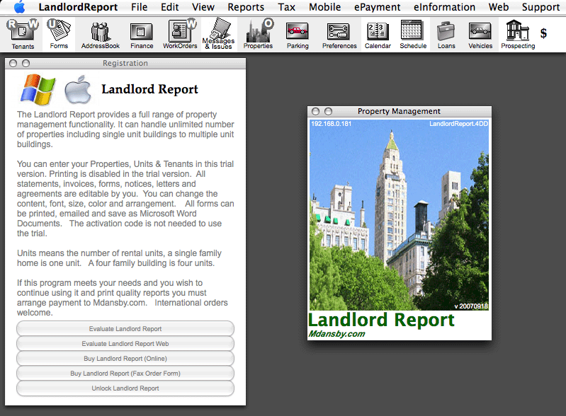 LandlordReport for Mac OS X 20110901