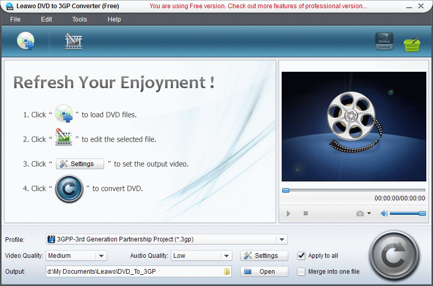 Leawo Free DVD to 3GP Converter 4.0.0.0