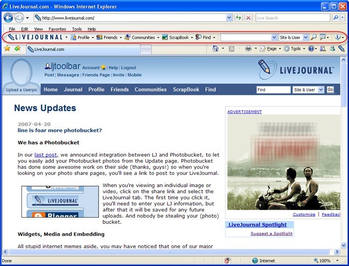 LiveJournal Toolbar 1.0.0.1