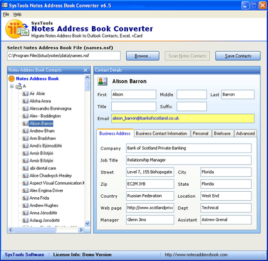 Lotus Contacts to Outlook 7.0
