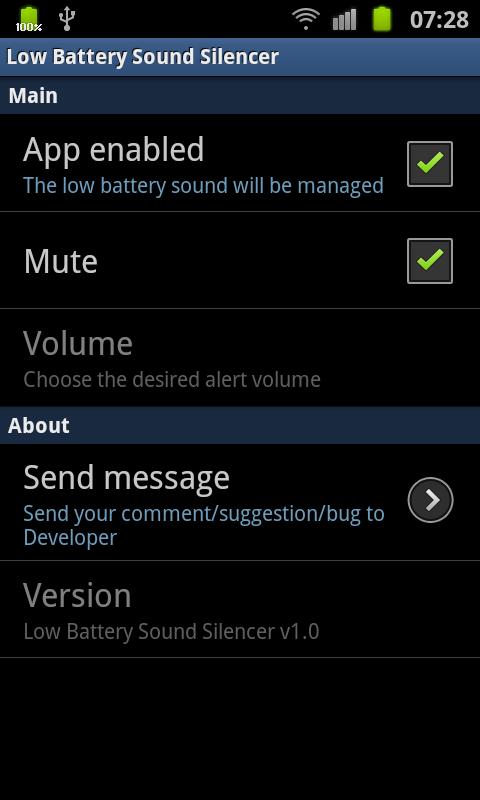 Low Battery Sound Silencer 1.2.0