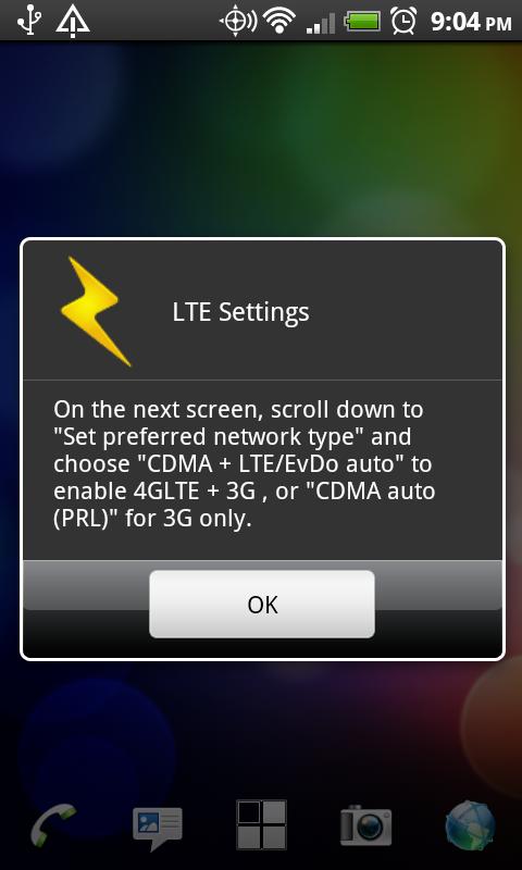 LTE Settings - HTC Thunderbolt 1.1