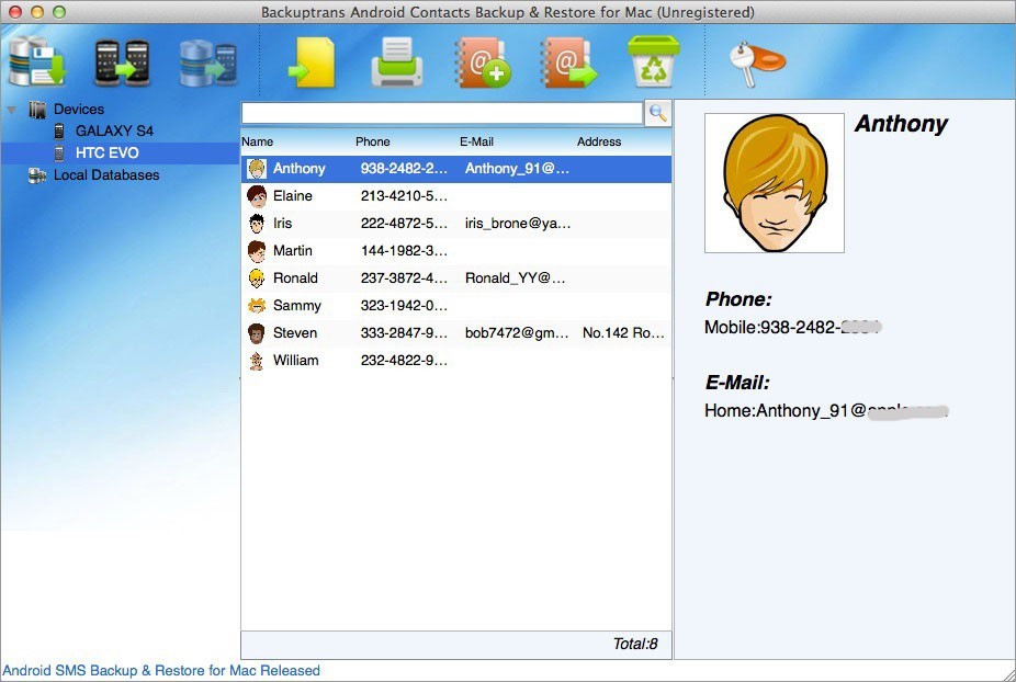 Mac Android Contacts Backup &  Restore 3.0.1