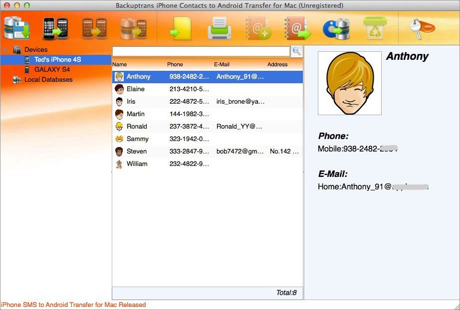 Mac iPhone Contacts to Android Transfer 3.0.1