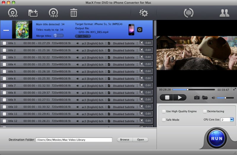 MacX DVD to iPhone Converter Mac 4.0.0