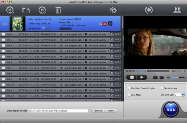MacX Free DVD to FLV Converter for Mac 4.1.7