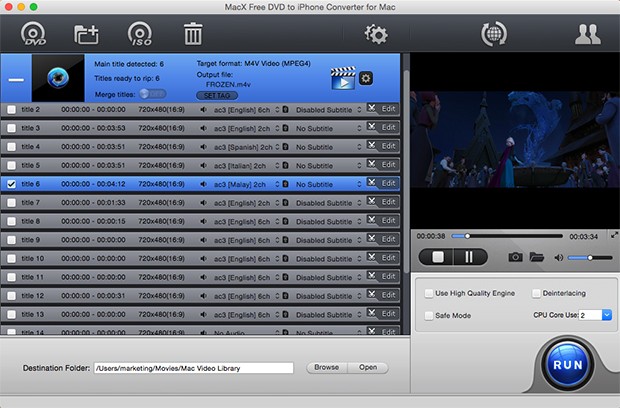 MacX Free DVD to iPhone Converter Mac 4.2.0